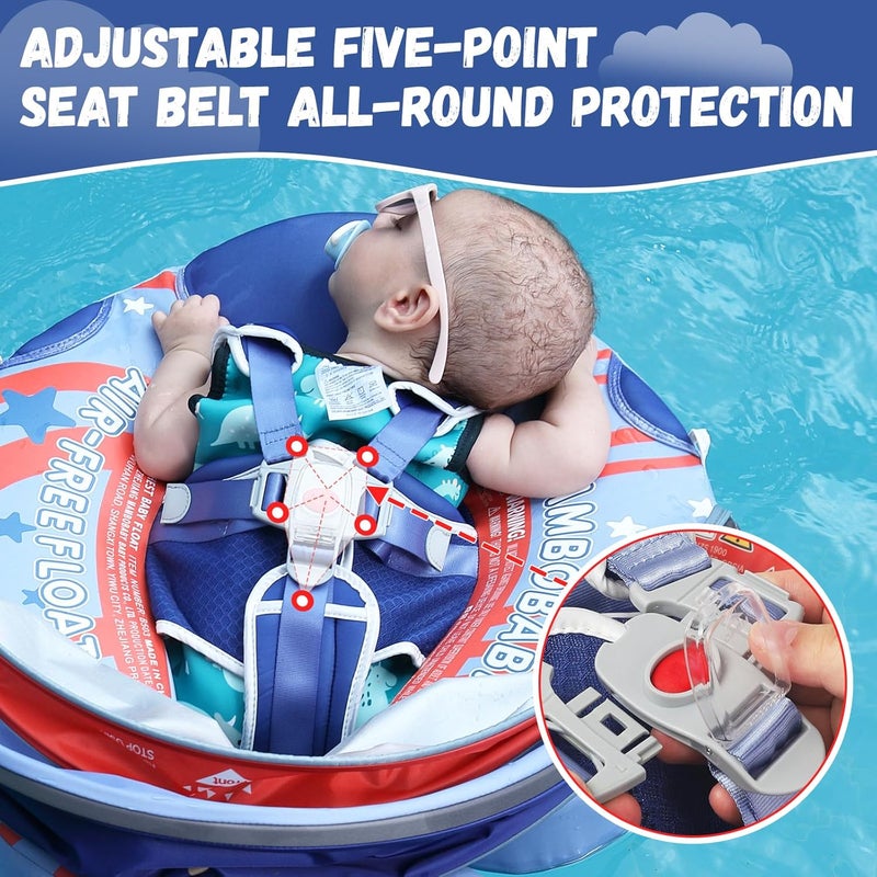 GENTEACO Mambobaby Baby Swim Float with Canopy Non-Inflatable Infant Pool Float with Tail 3-24 Months Avoid Flip Solid Skin-Friendly Material for Toddler Boys Girls - Image 5